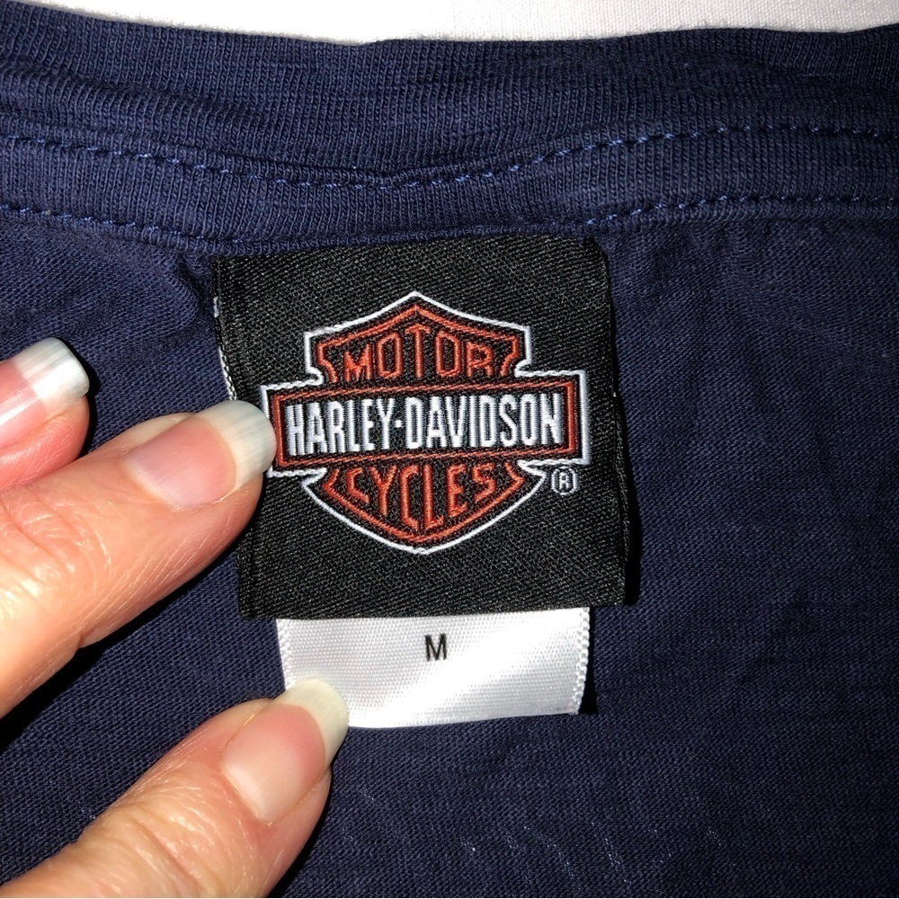 Harley Davidson Black Hills Blue Studded Womens Top Shirt Short Sleeves Sturgis - Picture 4 of 8